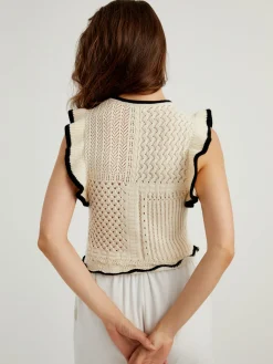 Maze Crochet Eyelet Flounce Tank Top