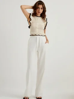 Maze Crochet Eyelet Flounce Tank Top