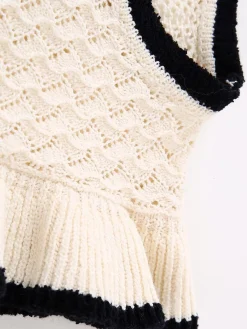 Maze Crochet Eyelet Flounce Tank Top