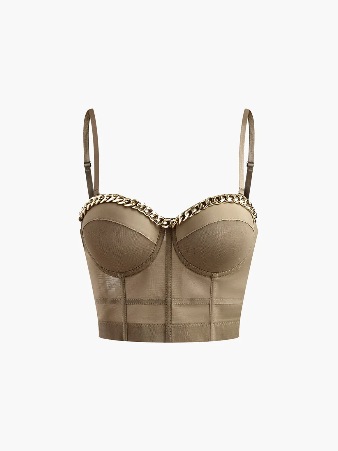 Mesh Corset With Metal Chain