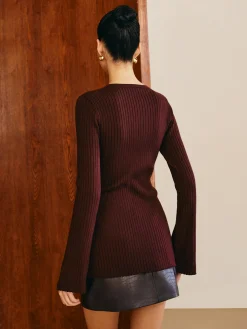 Metal Button Skinny Knit Top