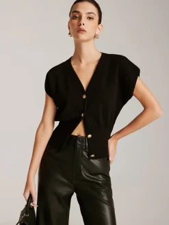 Metal Button Sweater Vest