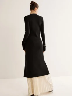 Metal Decor Split Knit Long Top