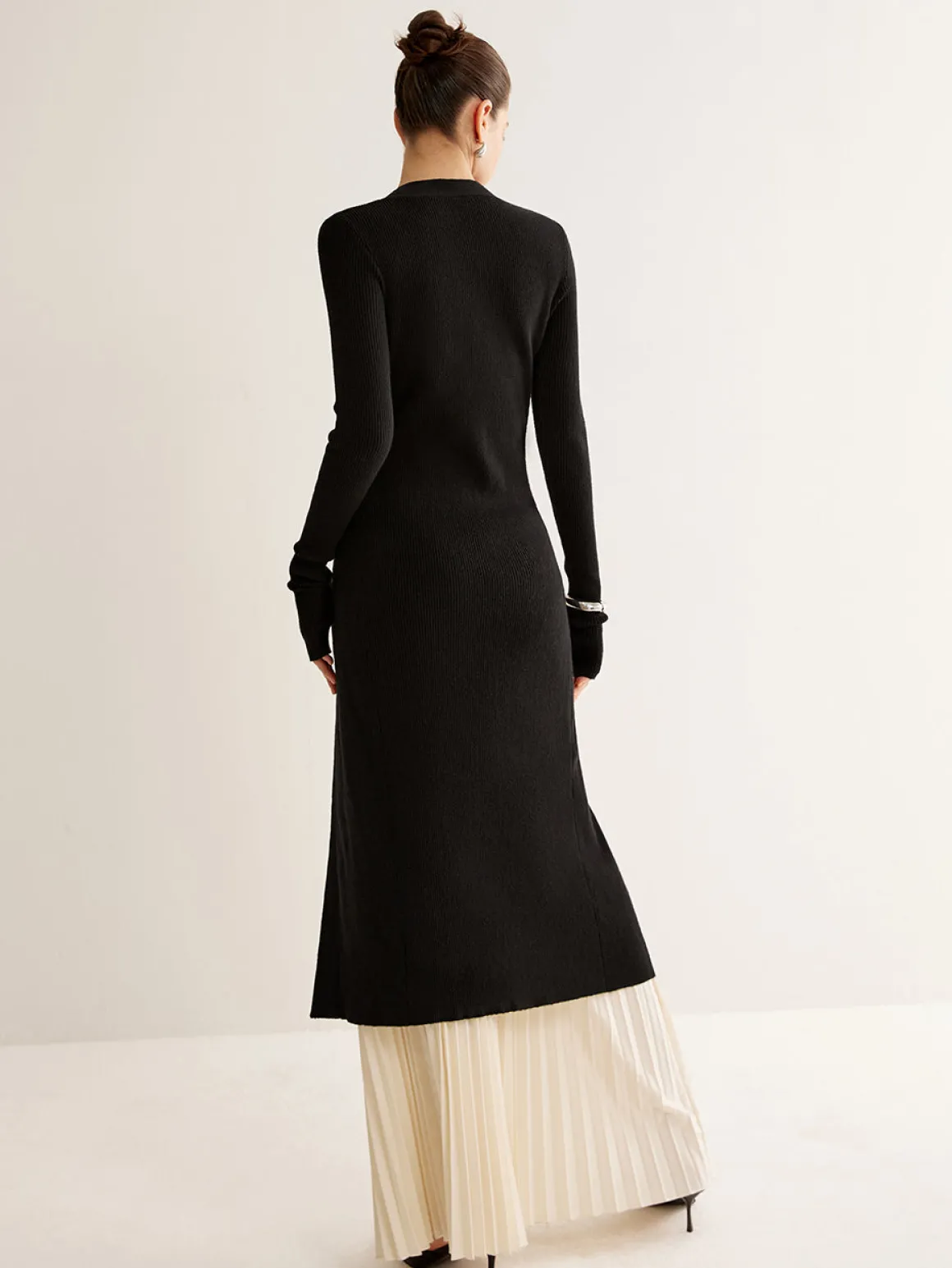 Metal Decor Split Knit Long Top