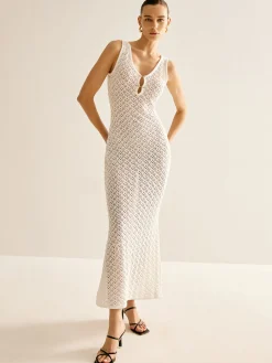 Metal Detail Hollow Sweater Tank Dress