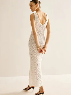 Metal Detail Hollow Sweater Tank Dress