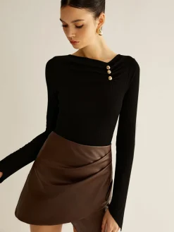Metal Detail Pleated Blouse