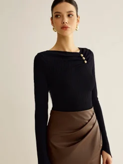 Metal Detail Pleated Blouse