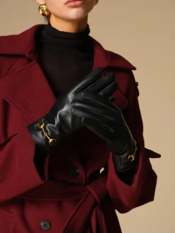Metal Detail Sheepskin Fleecing Gloves