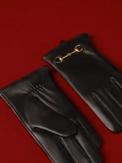 Metal Detail Sheepskin Fleecing Gloves