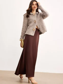 Metal Flower Button Cardigan