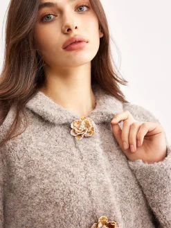 Metal Flower Button Cardigan