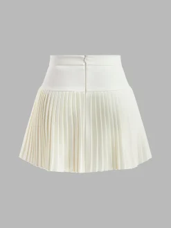 Metal Letter Pleated Mini Skirt