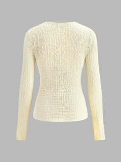 Metal O-Ring Cutout Plisse T-Shirt