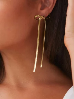 Metal Ribbon Bow Earrings