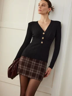 Metal Snowflake V-Neck Slim Sweater