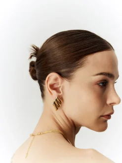 Metal Wind Geometry Three Layer Wing Earrings