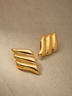 Metal Wind Geometry Three Layer Wing Earrings