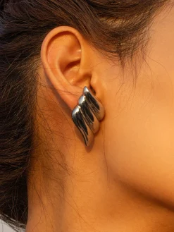 Metal Wind Geometry Three Layer Wing Earrings