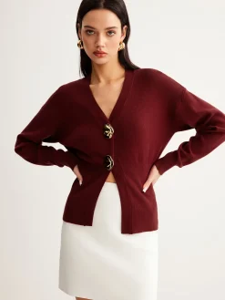 Metal-Button Split Petite Sweater