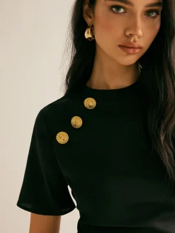 Metal-Decor Side-Split Dress