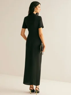Metal-Decor Side-Split Dress