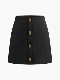 Metal-Decor Zipper Mini Skirt