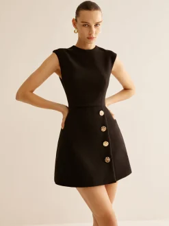 Metal-Decor Zipper Tank Dress