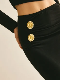 Metal-Detail Cutout Slim Skirt Set