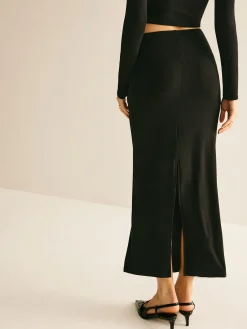 Metal-Detail Cutout Slim Skirt Set