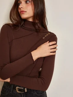Metal-Detail Piping Jersey Top