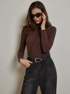 Metal-Detail Piping Jersey Top
