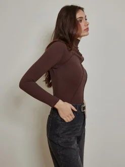 Metal-Detail Piping Jersey Top