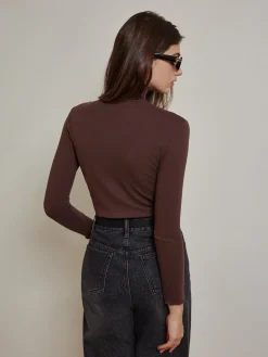 Metal-Detail Piping Jersey Top