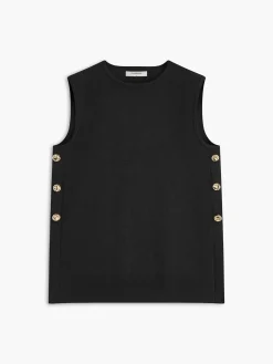 Metal-Detail Plain Sweater Vest