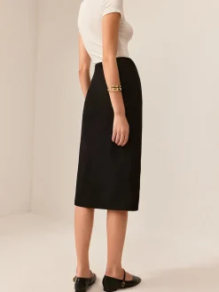 Metal-Detail Split Midi Skirt