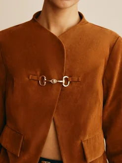 Metal-Detail Suede Jacket