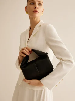 Metal-Detail Top Handle Rounded Bag