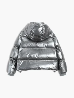 Metallic Puffer Wind Protection Hooded Coat