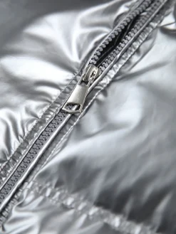Metallic Puffer Wind Protection Hooded Coat