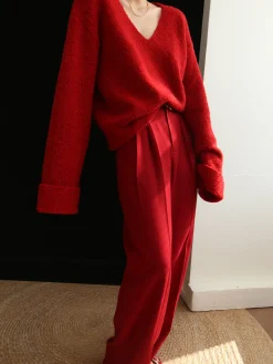 Middle Waist Pleated Tapered Pants