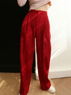 Middle Waist Pleated Tapered Pants