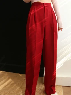 Middle Waist Pleated Tapered Pants