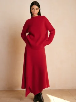 Mid-Waist Asymmetrical Sweater Skirt
