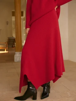 Mid-Waist Asymmetrical Sweater Skirt