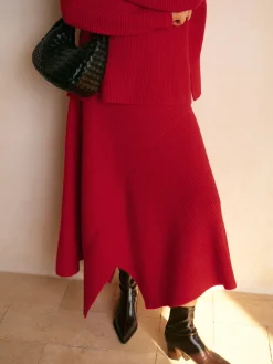 Mid-Waist Asymmetrical Sweater Skirt