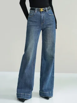 Mid-Waist Bootcut Denim Jeans Without Belt