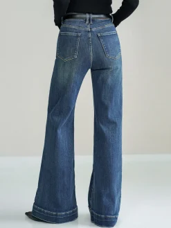 Mid-Waist Bootcut Denim Jeans Without Belt
