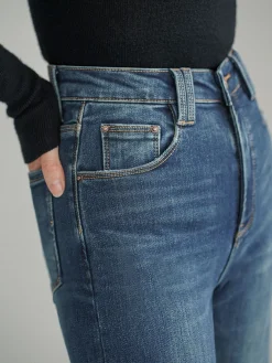 Mid-Waist Bootcut Denim Jeans Without Belt
