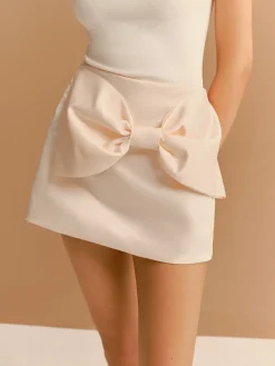 Mid-Waist Bow Decor A-Line Mini Skirt